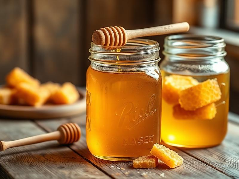 Jars of raw honey